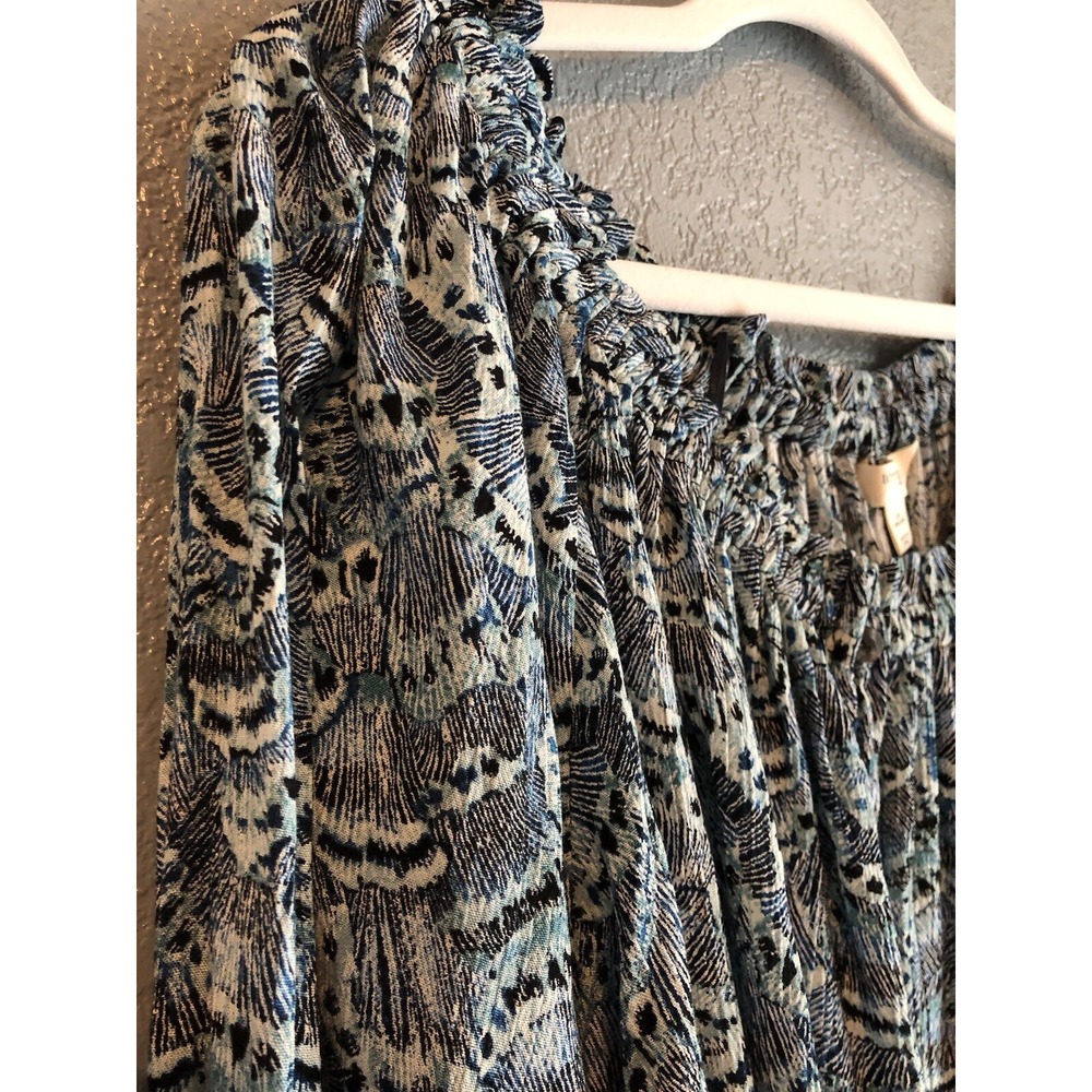 Terra & Sky Womens Tunic Top 1X 3/4 Sleeve Blue Depths Butterfly Boho Cottage - Picture 8 of 12